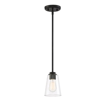 Designers Fountain Westin 60 Watt 1 Light Matte Black Pendant with Clear Glass Shade 95730-MB